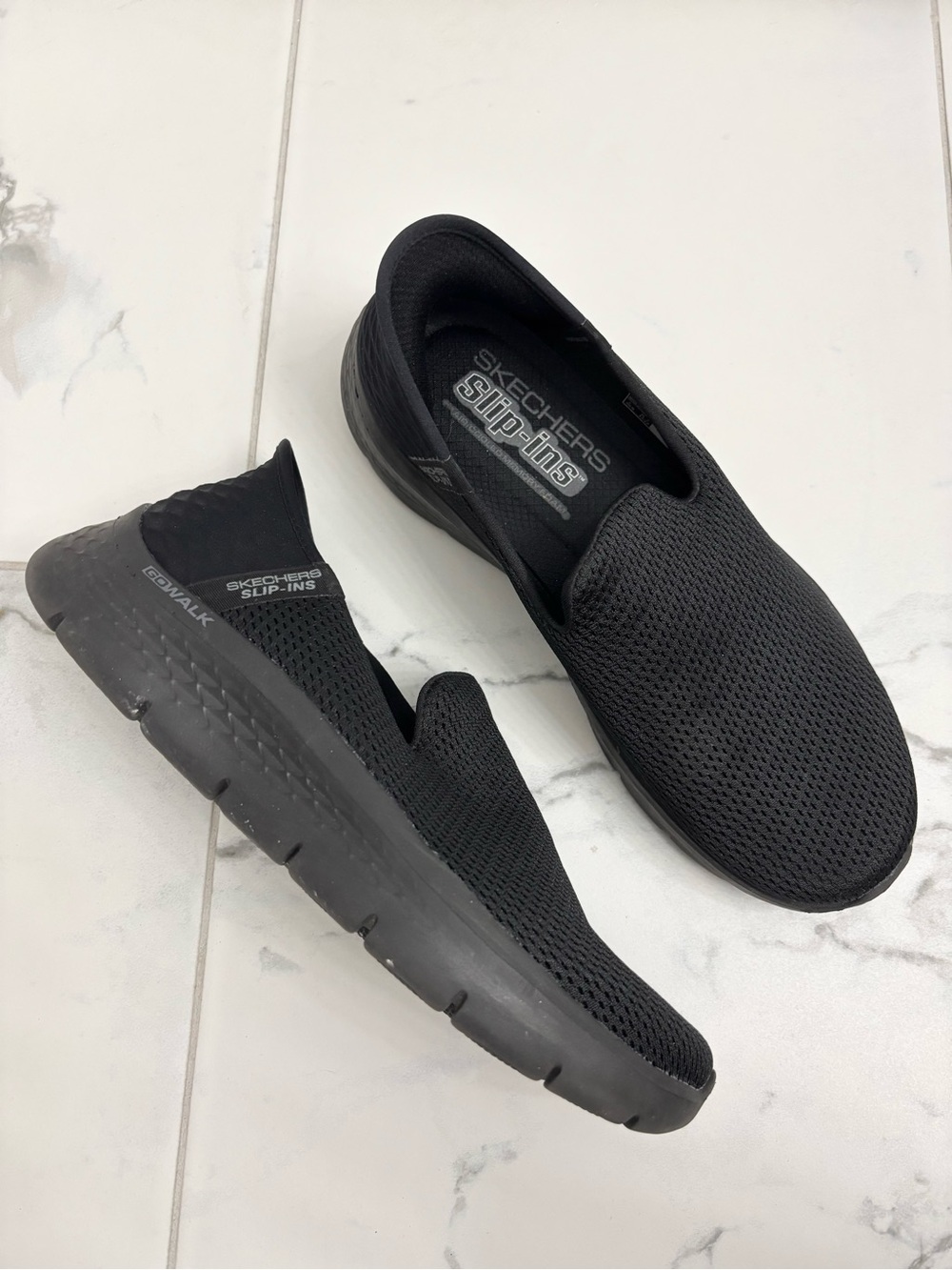 Skechers Slip Ins Hands Free Sneakers Womens 9.5 Black Go Walk Flex Mesh 124963